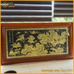 Tranh sen hạc đồng vàng nền đen