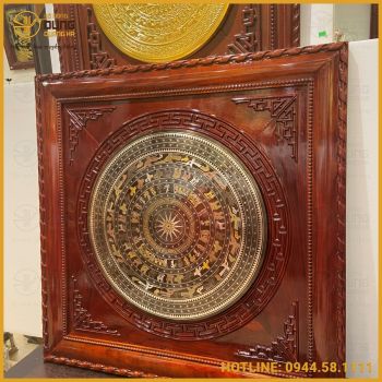 Mặt trống đồng bằng đồng đỏ khảm ngũ sắc đầy đủ kích thước