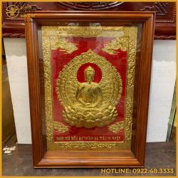 Tranh Phật Thích Ca bằng đồng dát vàng cao cấp