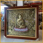 Tranh Phật Thích Ca Mâu Ni bằng đồng làm màu cổ kính