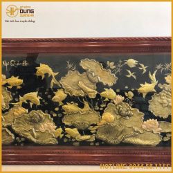 Tranh cửu ngư quần hội đồng vàng mạ vàng đầy đủ kích thước