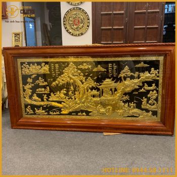 Tranh Đồng Quê đồng vàng dát vàng 9999