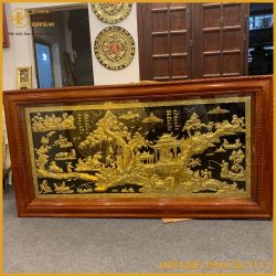 Tranh Đồng Quê đồng vàng dát vàng 9999