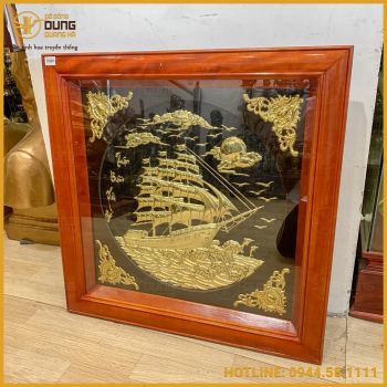 Tranh Thuận Buồm Xuôi Gió đồng vàng dát vàng 9999
