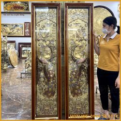 Tranh vinh hoa phú quý đồng vàng xước giả cổ đầy đủ kích thước