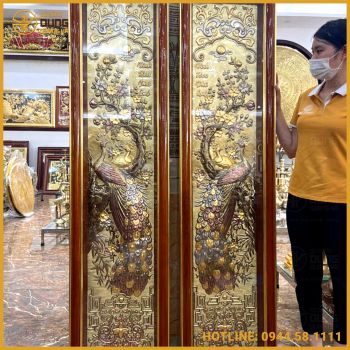 Tranh vinh hoa phú quý đồng vàng xước giả cổ đầy đủ kích thước