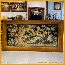 Tranh Vinh Hoa Phú Quý đồng đỏ khảm tam khí 