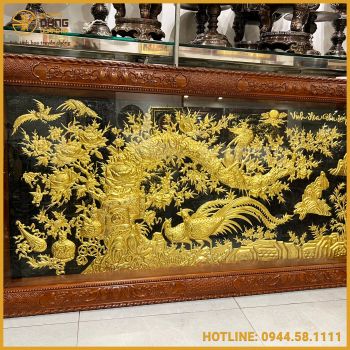 Tranh Vinh Hoa Phú Quý đồng vàng dát vàng 9999