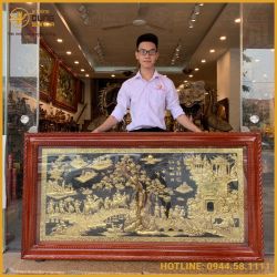 Tranh Vinh Quy Bái Tổ đồng vàng dát vàng 9999