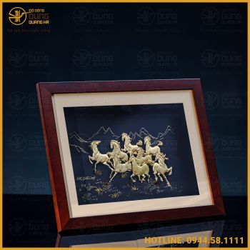 Tranh Bát Mã Truy Phong đồng vàng mạ vàng