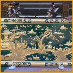 Tranh vinh quy bái tổ đồng vàng nền đỏ, đen, xanh đầy đủ kích thước