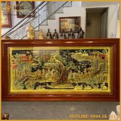 Tranh vinh quy bái tổ đồng vàng sơn màu đầy đủ kích thước