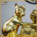 Tượng chuột đôi đồng đỏ dát vàng cao 39cm ngang 47cm nặng 24kg