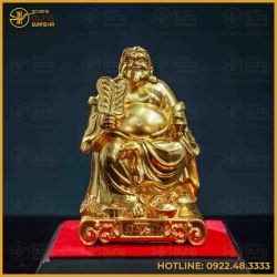 Tượng Thổ Địa đồng vàng dát vàng kích thước 19x12x10cm
