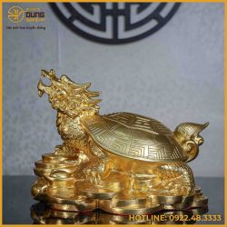 Tượng Long Quy đồng đỏ dát vàng cao 40cm