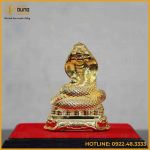 Tượng rắn đồng vàng mạ vàng kích thước 17x13cm nặng 1kg