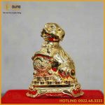 Tượng chó đồng vàng mạ vàng kích thước 15x12x1,2kg