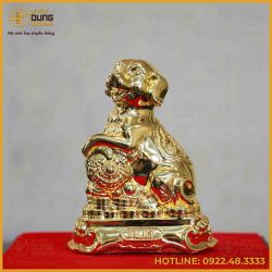 Tượng chó đồng vàng mạ vàng kích thước 15x12x1,2kg