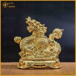 Tượng rồng đồng vàng mạ vàng kích thước 18x13cm nặng 1kg