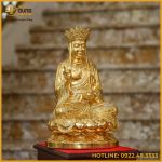Tượng Phật Địa Tạng đồng đỏ dát vàng cao 40cm