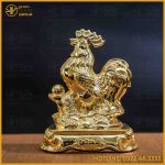 Tượng gà đồng vàng mạ vàng kích thước 15x12cm nặng 1,2kg