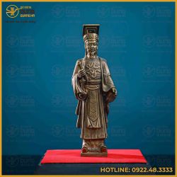 Tượng Lý Thái Tổ đồng vàng làm màu giả cổ cao 23cm