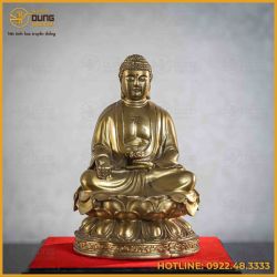 Tượng Phật A Di Đà đồng vàng cao 23cm nặng 1,8kg