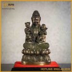 Tượng Quan Âm Tế Tử đồng vàng cao 27,5cm ngang 15,5cm