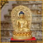 Tượng Thích Ca Nepal đồng đỏ dát vàng cao 40cm
