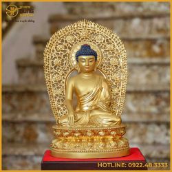 Tượng Thích Ca Nepal đồng đỏ dát vàng cao 40cm