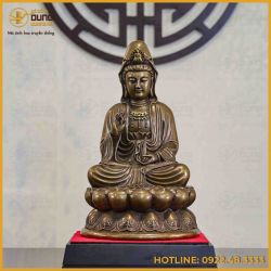 Tượng Phật Quan Thế Âm Bồ Tát đồng vàng hun cao 50cm
