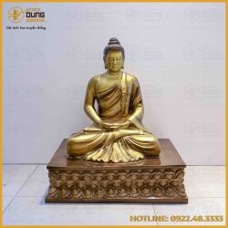 Tượng Phật Thích Ca ngồi đồng đỏ giả cổ cao 70cm