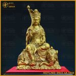 Tượng Phổ Hiền Bồ Tát đồng vàng kích thước 24x15cm nặng 1,5kg