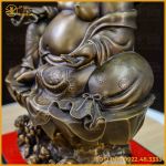 Tượng Phật Di Lạc bệ đá đồng vàng hun cao 40cm ngang 28cm