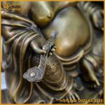 Tượng Phật Di Lạc bệ đá đồng vàng hun cao 40cm ngang 28cm