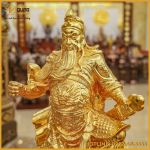 Tượng Quan Vân Trường đứng bệ tùng dát vàng cao 63cm