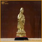 Tượng Phật Quán Thế Âm đồng vàng làm màu cao 36cm ngang 12cm nặng 6kg