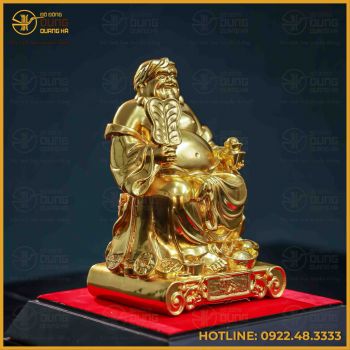 Tượng Thổ Địa đồng vàng dát vàng kích thước 19x12x10cm
