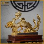 Tượng phượng hoàng đồng đỏ dát vàng cao 30cm dài 51cm nặng 17kg