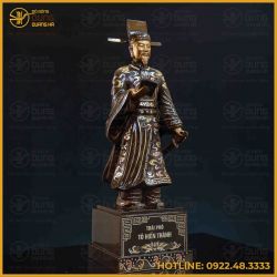 Tượng Tô Hiến Thành đồng đỏ khảm tam khí kích thước 70x23x40cm nặng 22kg