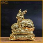 Tượng thỏ đồng vàng mạ vàng kích thước 15x12cm nặng 1,2kg