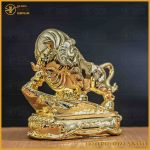 Tượng trâu đồng vàng mạ vàng kích thước 16x13cm nặng 1kg