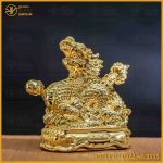 Tượng rồng đồng vàng mạ vàng kích thước 18x13cm nặng 1kg