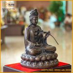 Tượng Phật Đại Thế Chí bồ tát đồng vàng hun nâu cao 30cm