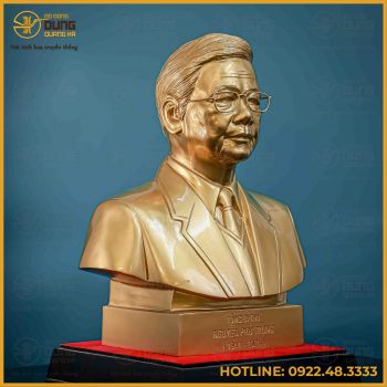 Tượng Bác Trọng bán thân đồng đỏ làm màu cao 42cm