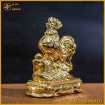 Tượng gà đồng vàng mạ vàng kích thước 15x12cm nặng 1,2kg