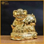Tượng heo đồng vàng mạ vàng kích thước 15x15cm nặng 1,5kg