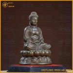 Tượng Phật A Di Đà đồng vàng hun cao 30cm