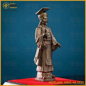 Tượng Lý Thái Tổ đồng vàng làm màu giả cổ cao 23cm