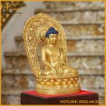 Tượng Thích Ca Nepal đồng đỏ dát vàng cao 40cm